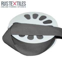 Cotton Twill Ribbon Dark Grey 25mm