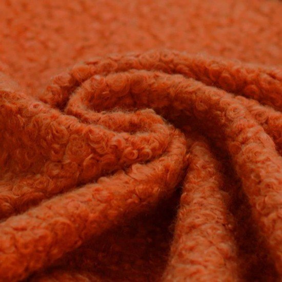 Boucle Stof Krøllet Orange - (Boucle Stof (Metervare))