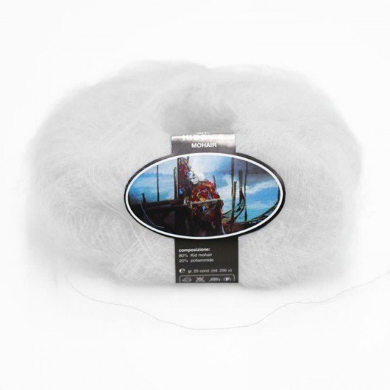 Mohair Yarn ISPE Needle Size 3,5 - 4 White - (Mohair Knitting Yarn Needle Size 3,5 - 4)