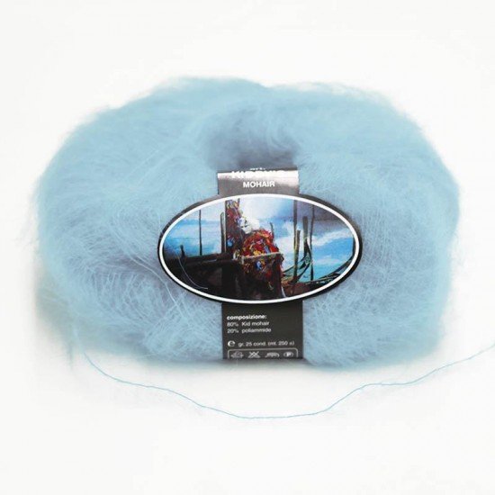 Mohair Yarn ISPE Needle Size 3,5 - 4 Ice Blue - (Mohair Knitting Yarn Needle Size 3,5 - 4)