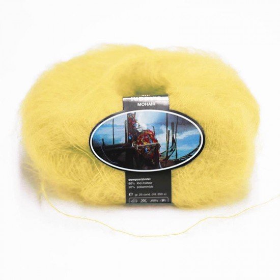 Mohair Yarn ISPE Needle Size 3,5 - 4 Light Yellow - (Mohair Knitting Yarn Needle Size 3,5 - 4)
