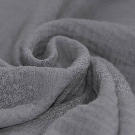 Tissu Double Gaze De Coton Gris - (Tissus Deco)