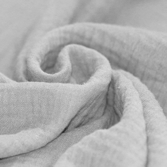 Tissu Double Gaze De Coton Gris Clair - (Tissus Deco)