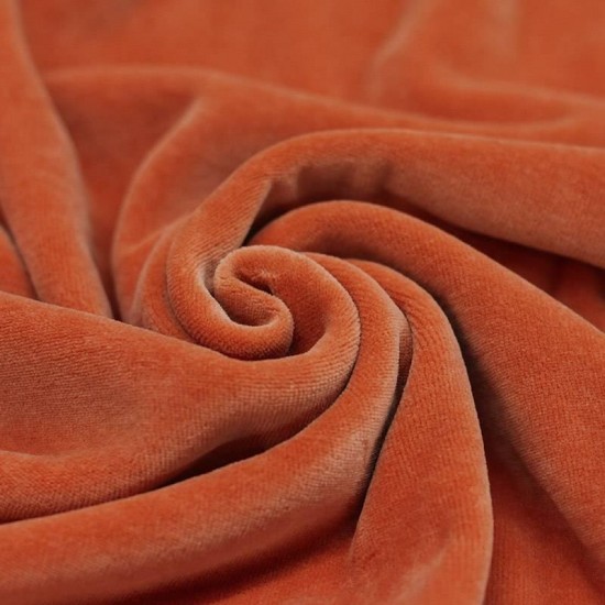 Nicki Velour Stoff Gebrannte Orange - (Nicki Velour Stoffe)