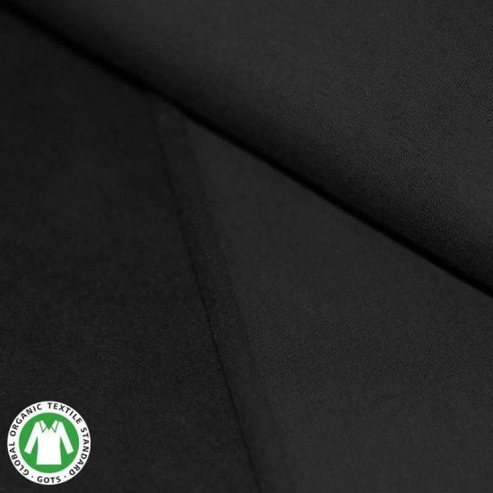 Organic French Terry Stof (Gots) Zwart - (Jersey Stoffen)