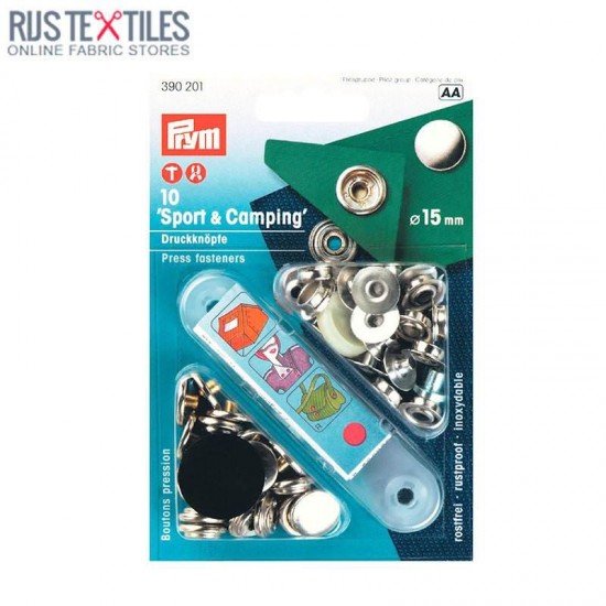 Prym 'Sport & Camping' Boutons Pression 15mm Argent Prym 390201