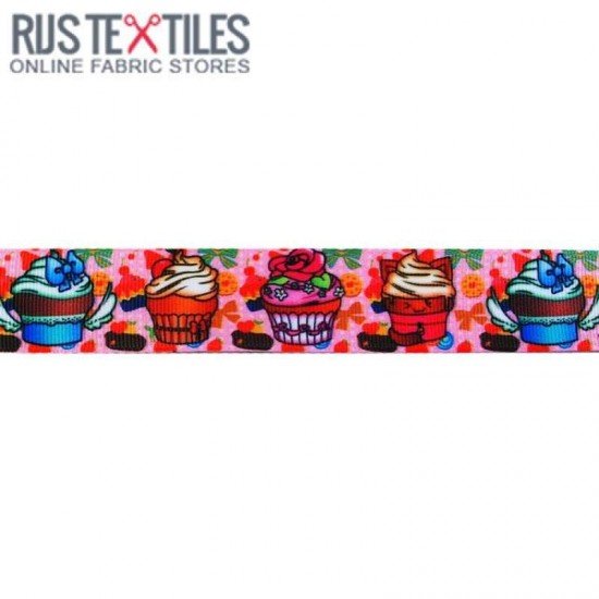 Ripsband - Cupcake Roze 25mm - (Banden En Linten)