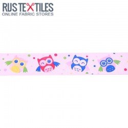 Grosgrain Ribbon - Owl Pink 25mm