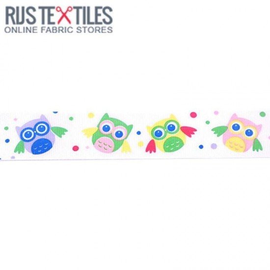 Nastro Grosgrain - Gufo Bianco 25mm - (Nastri)
