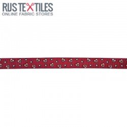 Grosgrain Ribbon - Hearts Bordeaux 15mm