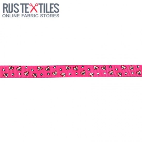 Repsbånd Børnbånd - Hjerter Fuchsia 15mm - (Bånd)