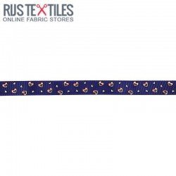 Grosgrain Ribbon - Hearts Navy 15mm