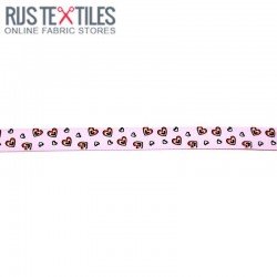 Grosgrain Ribbon - Hearts Pink 15mm