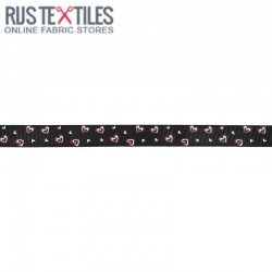 Grosgrain Ribbon - Hearts Black 15mm