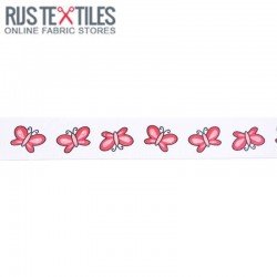 Grosgrain Ribbon - Butterfly White 25mm