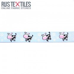 Grosgrain Ribbon - Cow Light Blue 20mm