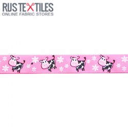 Grosgrain Ribbon - Cow Fuchsia 20mm