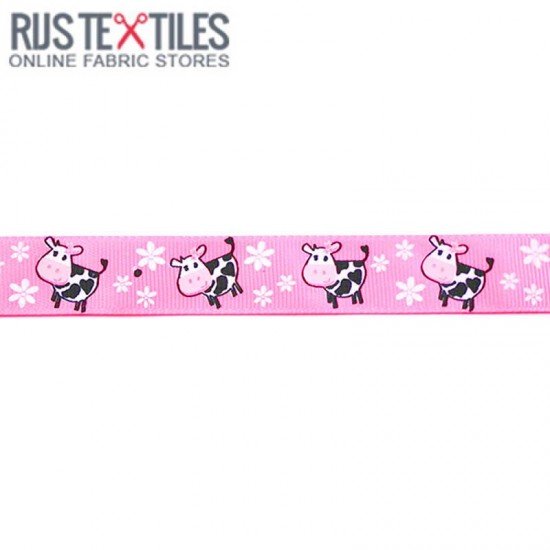 Ruban Gros Grain - Vache Fuchsia 20mm - (Rubans)