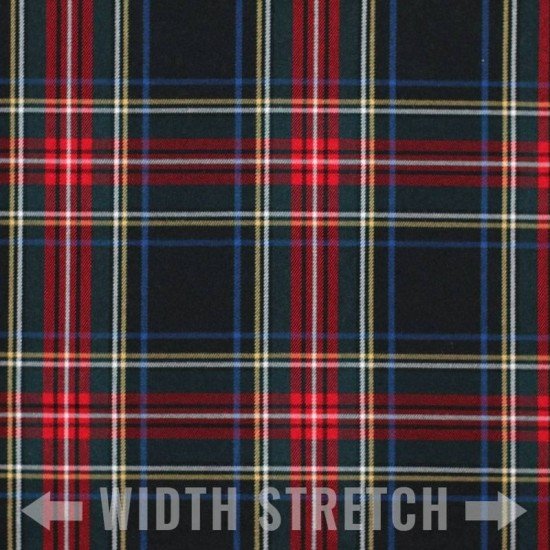 Scottish Tartan Fabric Stretch Black Stuwart - (Scottish Tartans Fabric)