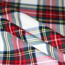 Scottish Tartan Fabric Stretch White Stuwart