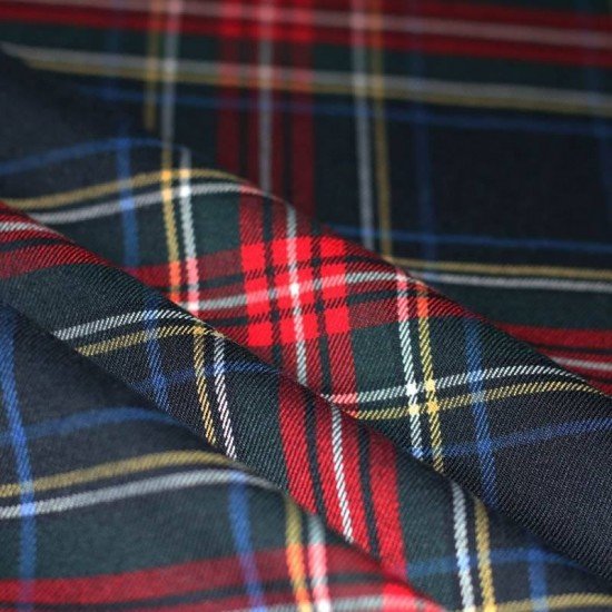 Scottish Tartan Fabric Stretch Navy Stuwart - (Scottish Tartans Fabric)