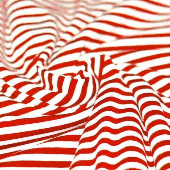 Jersey Streifen 5mm Rot Weiß - (Jerseystoffe Streifen)