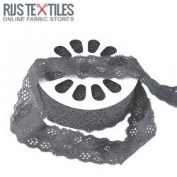 Stretch Lace Trim Dark Grey 35mm 