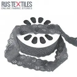Ruban Dentelle Élastique Gris Foncé 35mm Ruban Dentelle Élastique Gris Foncé 35mm