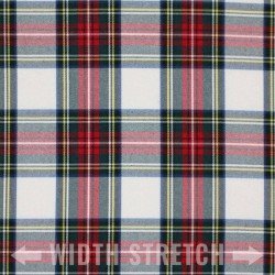 Scottish Tartan Fabric Stretch White Stuwart