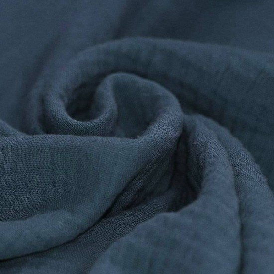 Tissu Double Gaze De Coton Jeans Foncé - (Tissus Deco)