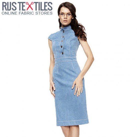 Tessuto Jeans Di Cotone Elasticizzato 10-OZ Blu Chiaro - (Tessuti Jeans Di Cotone)