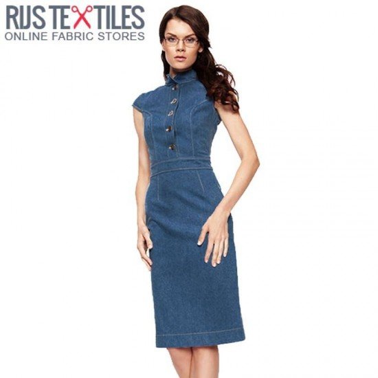 Tessuto Jeans Di Cotone Elasticizzato 10-OZ Metà Blu - (Tessuti Jeans Di Cotone)
