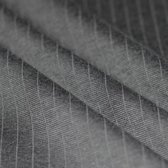 Heavy Jersey 10mm Pinstripe Fabric Grey Melee