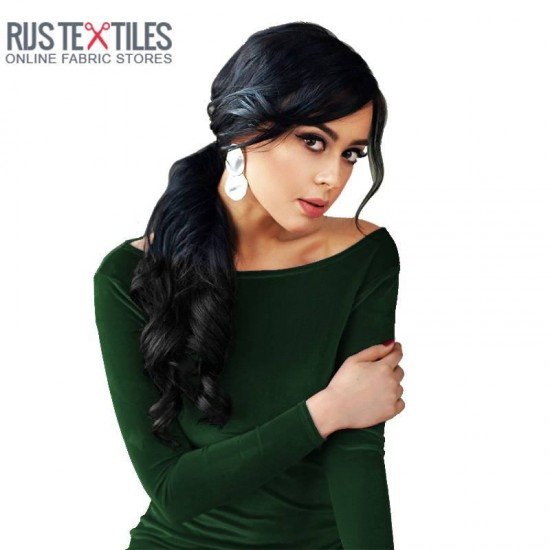 Velours Stretch Stof Donker Groen - (Mode Stoffen)