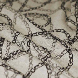 Jacquard Fabric - Chain Beige Black 