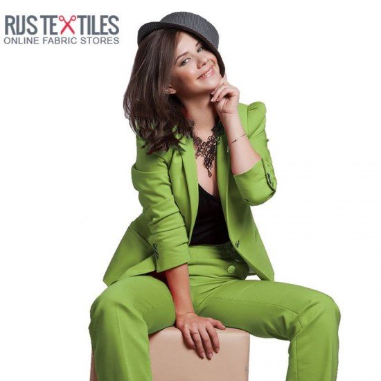 Bomuldssatin Stretch Stof Lime - (Fashion Stoffer)
