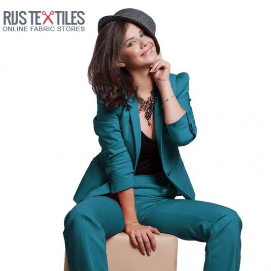 Bomuldssatin Stretch Stof Petrol - (Fashion Stoffer)