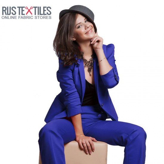 Bomuldssatin Stretch Stof Kobolt - (Fashion Stoffer)