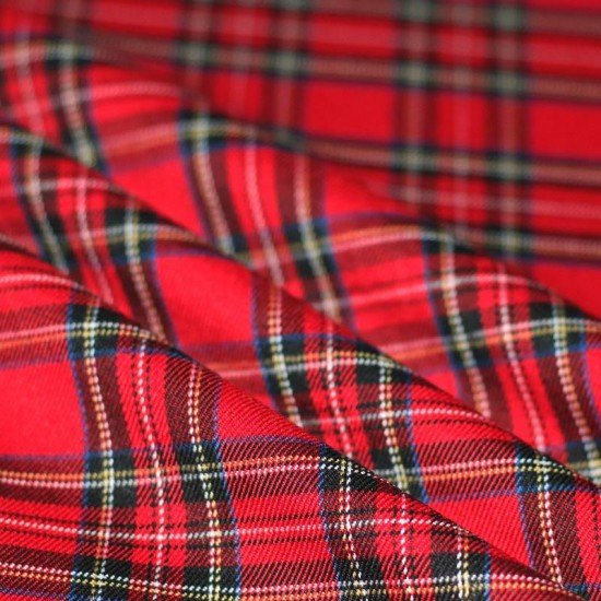 Scottish Tartan Fabric Small Red Stuwart - (Scottish Tartans Fabric)