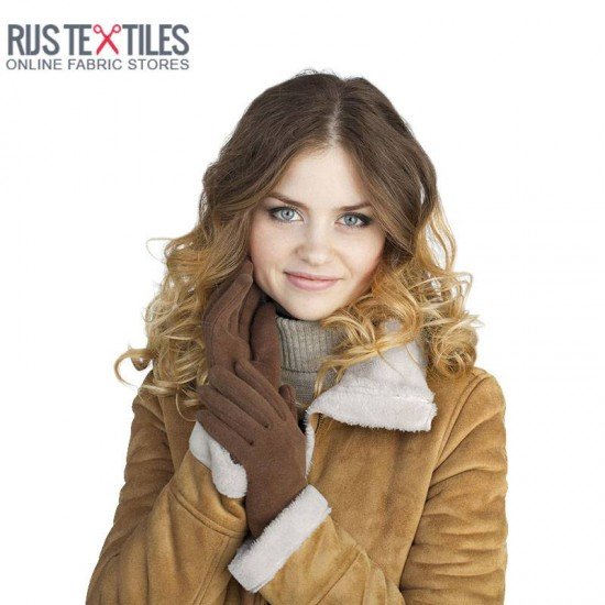 Tissu Suédine Doublé Fourrure Ocre - (Tissus De Mode)