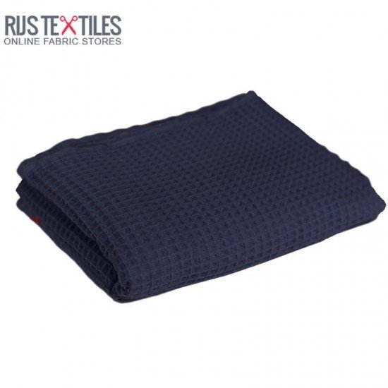 Tissu Piqué Gaufré Marine - (Tissu Piqué Gaufré)
